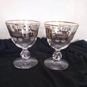 2 B&O  train 4oz. liquor glasses